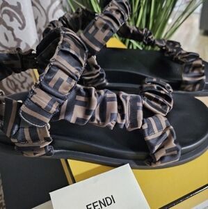Fendi Black and Brown Sandals